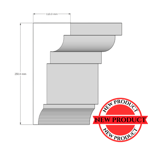 Technical drawing of a architectural Parapet Shape with dimensions and OI545 label