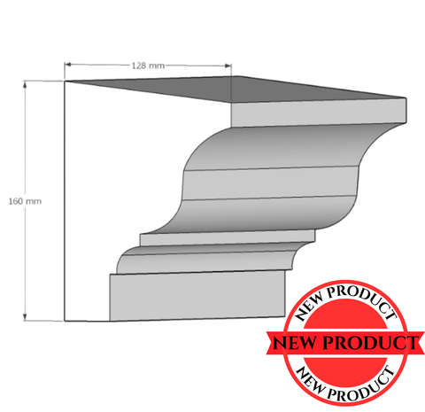 Technical drawing of a architectural cornice with dimensions and OI20016S label